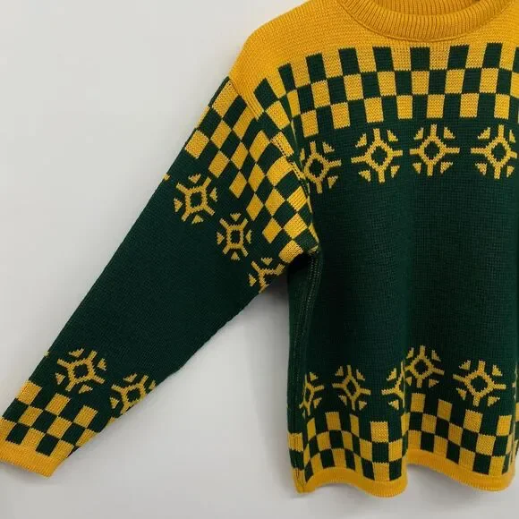 Vintage 100% Worsted Wool Sweater Size M L Peerless Richards Greenwich Ski Moto - Picture 5 of 10